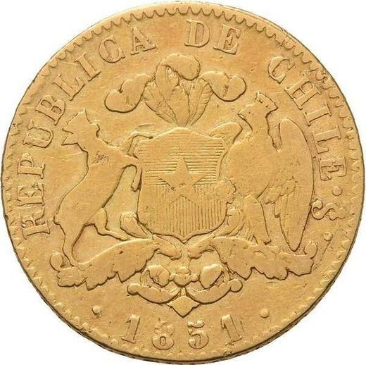 Аверс монеты - 5 песо 1851 года So - цена золотой монеты - Чили, Республика