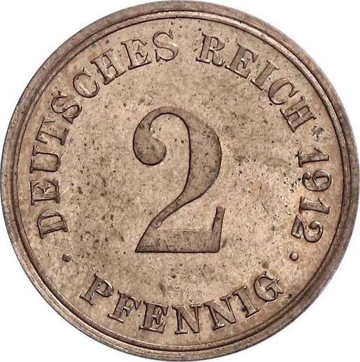 Аверс монеты - 2 пфеннига 1912 года G "Тип 1904-1916" - цена  монеты - Германия, Германская Империя