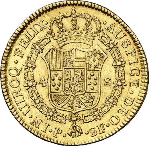 Реверс монеты - 4 эскудо 1778 года P SF - цена золотой монеты - Колумбия, Карл III