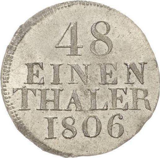 Reverso 1/48 tálero 1806 H - valor de la moneda de plata - Sajonia, Federico Augusto I