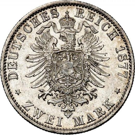 Reverso 2 marcos 1877 J "Hamburg" - valor de la moneda de plata - Alemania, Imperio alemán