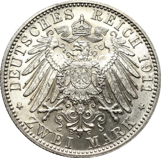 Reverso 2 marcos 1911 D "Bavaria" 90 cumpleaños - valor de la moneda de plata - Alemania, Imperio alemán