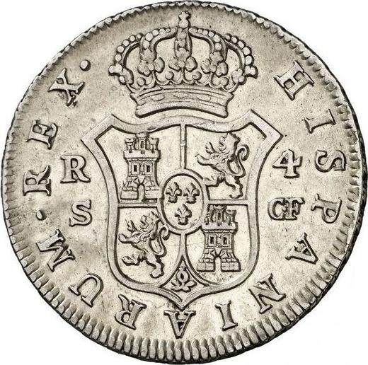 Реверс монеты - 4 реала 1776 года S CF - цена серебряной монеты - Испания, Карл III