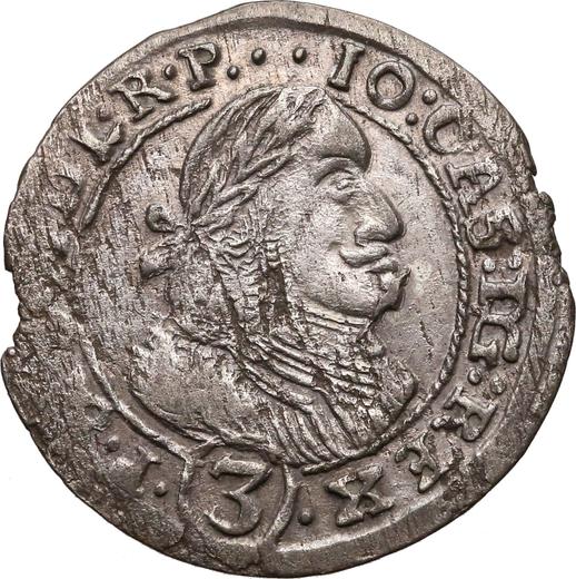 Аверс монеты - 3 крейцера 1661 года TT - цена серебряной монеты - Польша, Ян II Казимир