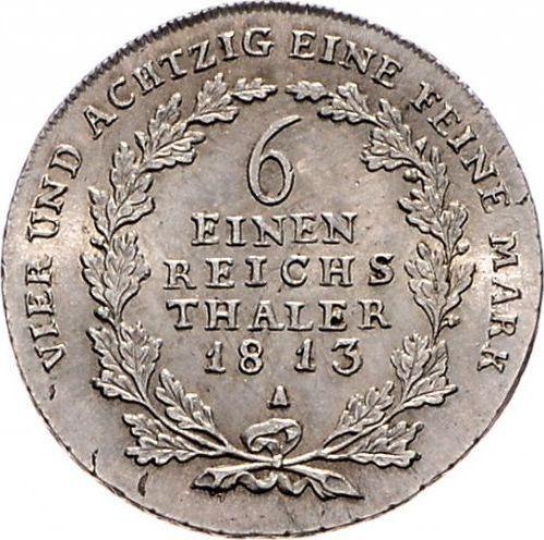 Reverso 1/6 tálero 1813 A - valor de la moneda de plata - Prusia, Federico Guillermo III