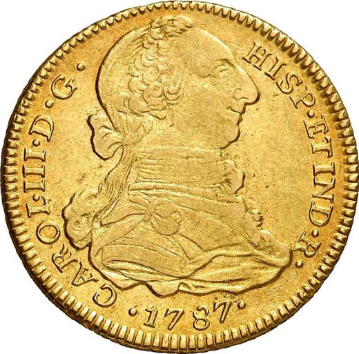 Avers 4 Escudos 1787 IJ - Goldmünze Wert - Peru, Karl III