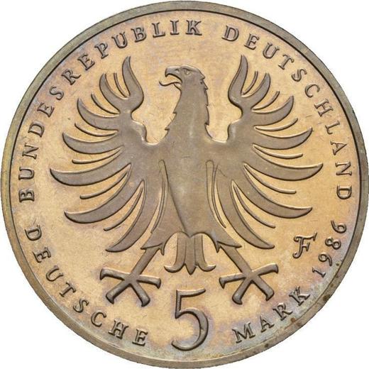 Reverso 5 marcos 1986 F "Federico II el Grande" - valor de la moneda  - Alemania, RFA