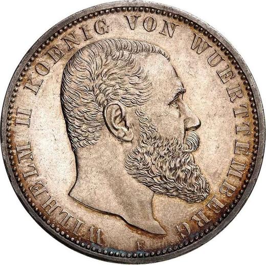 Anverso 5 marcos 1898 F "Würtenberg" - valor de la moneda de plata - Alemania, Imperio alemán