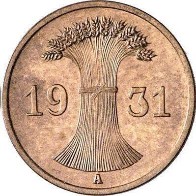 Reverse 1 Reichspfennig 1931 A -  Coin Value - Germany, Weimar Republic