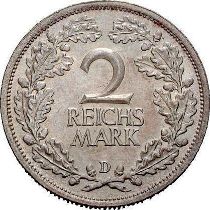Реверс монеты - 2 рейхсмарки 1931 года D - цена серебряной монеты - Германия, Bеймарская республика