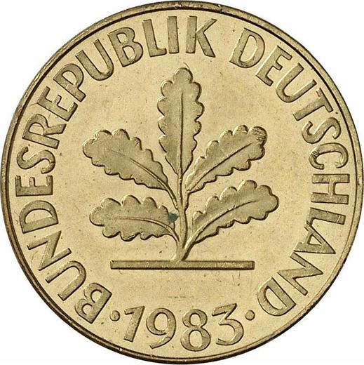 Реверс монеты - 10 пфеннигов 1983 года J - цена  монеты - Германия, ФРГ