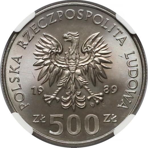 Аверс монеты - 500 злотых 1989 года MW SW "50 лет оборонительной войны" Никель - цена  монеты - Польша, Народная Республика