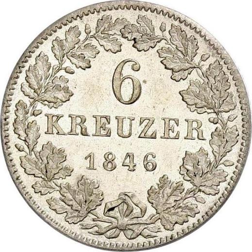 Реверс монеты - 6 крейцеров 1846 года - цена серебряной монеты - Гессен-Дармштадт, Людвиг II