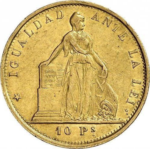 Avers 10 Pesos 1856 So - Münze Wert - Chile, Republik