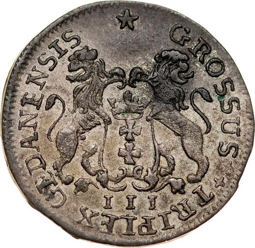 Реверс монеты - Трояк (3 гроша) 1755 года "Гданьский" - цена серебряной монеты - Польша, Август III