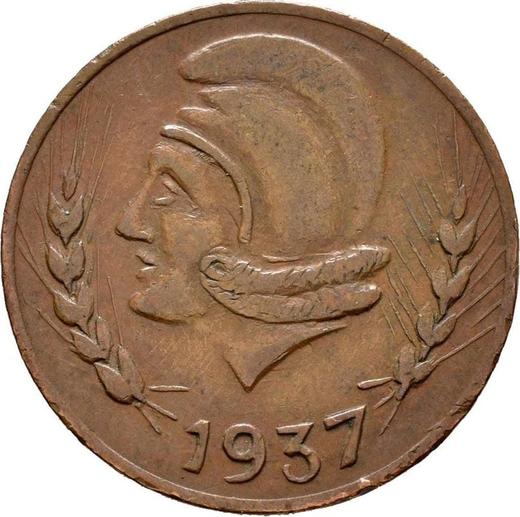 Аверс монеты - 25 сентимо 1937 года "Иби" - цена  монеты - Испания, II Республика