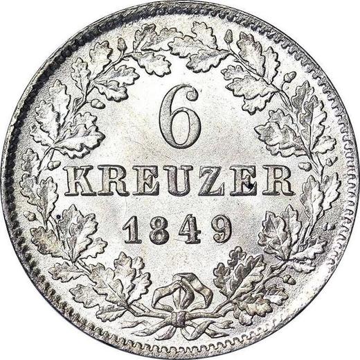 Реверс монеты - 6 крейцеров 1849 года - цена серебряной монеты - Баден, Леопольд