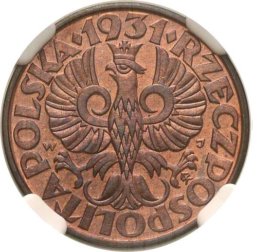 Аверс монеты - Пробные 5 грошей 1931 года WJ Бронза - цена  монеты - Польша, II Республика