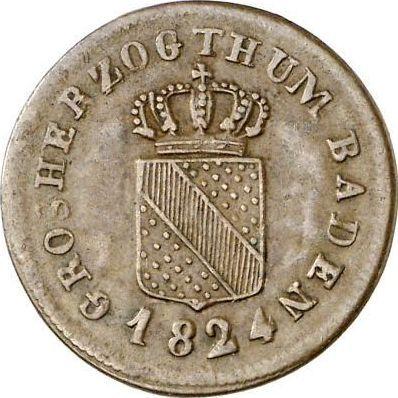 Аверс монеты - 1/4 крейцера 1824 года - цена  монеты - Баден, Людвиг I