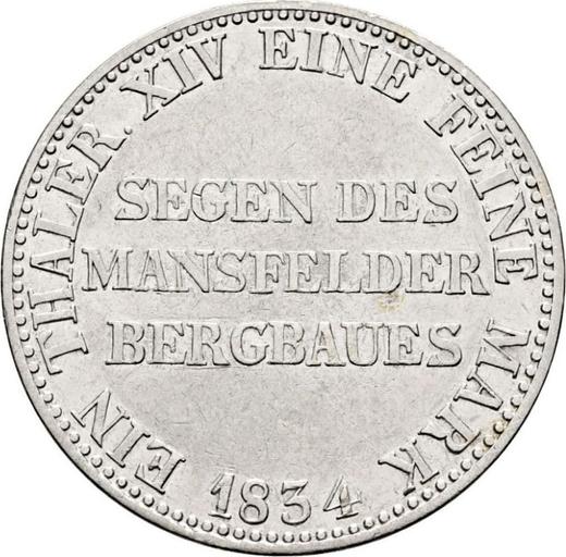 Reverso Tálero 1834 A "Minero" - valor de la moneda de plata - Prusia, Federico Guillermo III