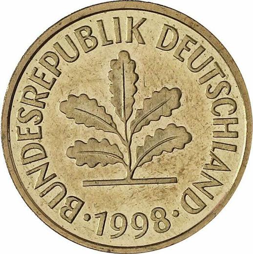 Reverso 5 Pfennige 1998 D - valor de la moneda  - Alemania, RFA