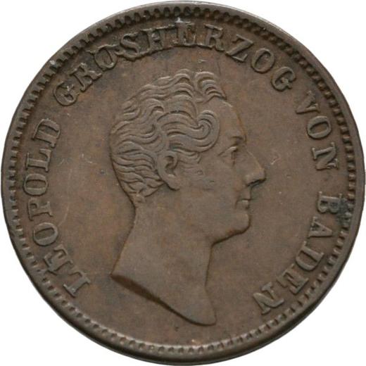 Anverso 1 Kreuzer 1836 - valor de la moneda  - Baden, Leopoldo I de Baden