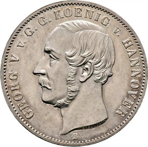 Аверс монеты - Талер 1853 года B - цена серебряной монеты - Ганновер, Георг V