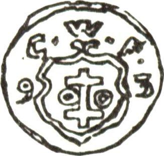 Реверс монеты - Денарий 1593 года CWF "Тип 1588-1612" - цена серебряной монеты - Польша, Сигизмунд III Ваза