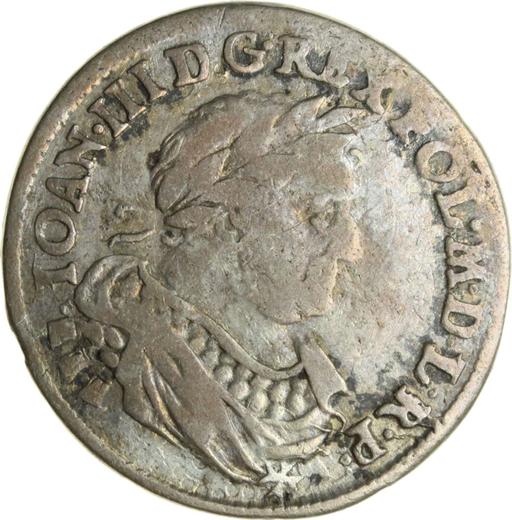 Аверс монеты - Орт (18 грошей) 1679 года TLB "Щит вогнутый" - цена серебряной монеты - Польша, Ян III Собеский