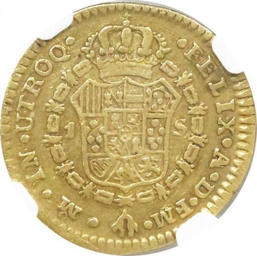 Реверс монеты - 1 эскудо 1774 года Mo FM - цена золотой монеты - Мексика, Карл III