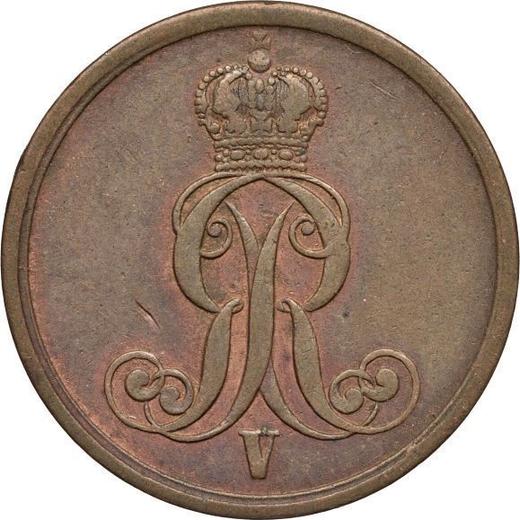 Аверс монеты - 1 пфенниг 1855 года B - цена  монеты - Ганновер, Георг V