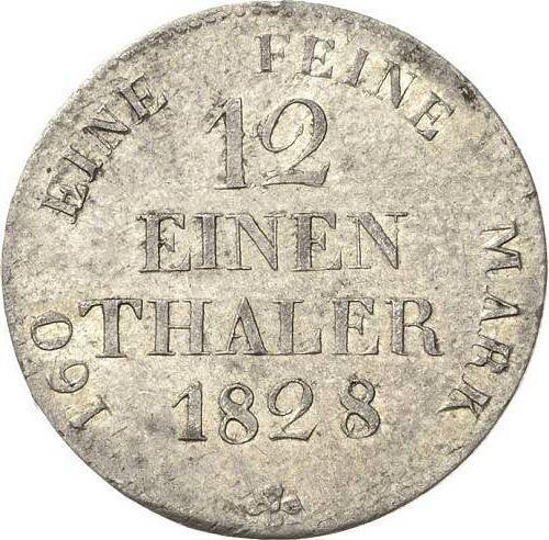 Rewers monety - 1/12 Thaler 1828 S - cena srebrnej monety - Saksonia-Albertyna, Antoni