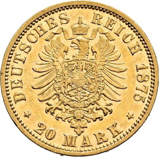 Reverso 20 marcos 1875 J "Hamburg" - valor de la moneda de oro - Alemania, Imperio alemán
