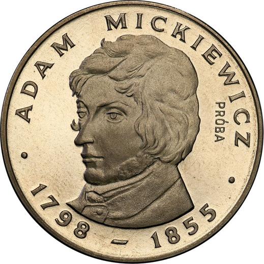 Reverso Pruebas 100 eslotis 1978 MW "Bicentenario de Adam Mickiewicz" Níquel Con rizo - valor de la moneda  - Polonia, República Popular