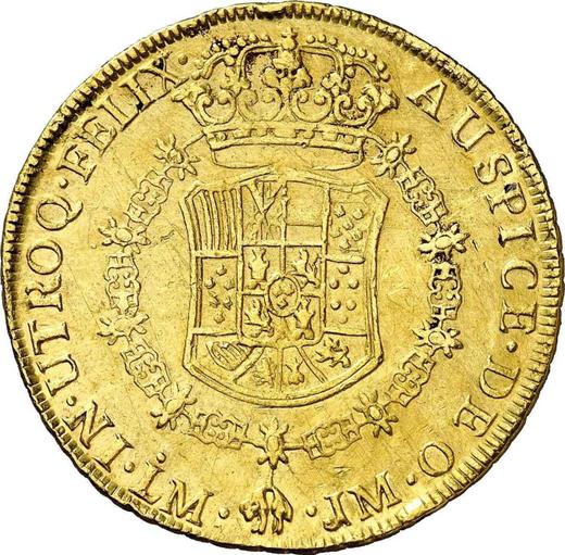 Reverse 8 Escudos 1763 LM JM - Gold Coin Value - Peru, Charles III