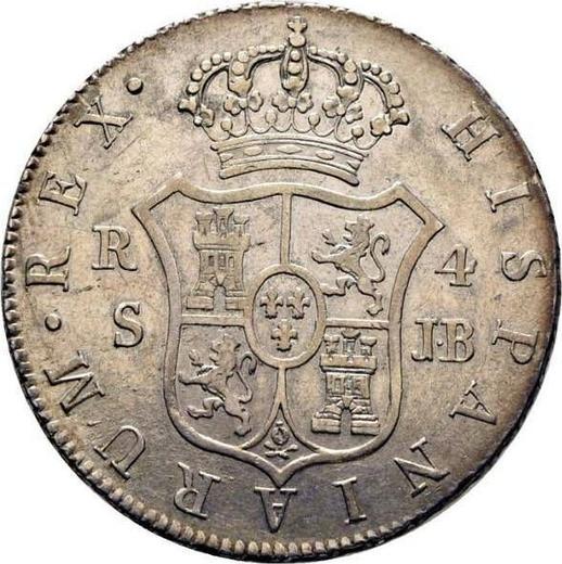 Реверс монеты - 4 реала 1828 года S JB - цена серебряной монеты - Испания, Фердинанд VII