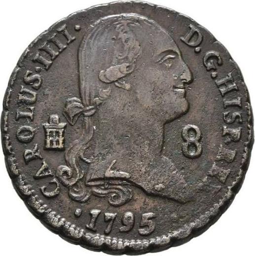 Аверс монеты - 8 мараведи 1795 года - цена  монеты - Испания, Карл IV