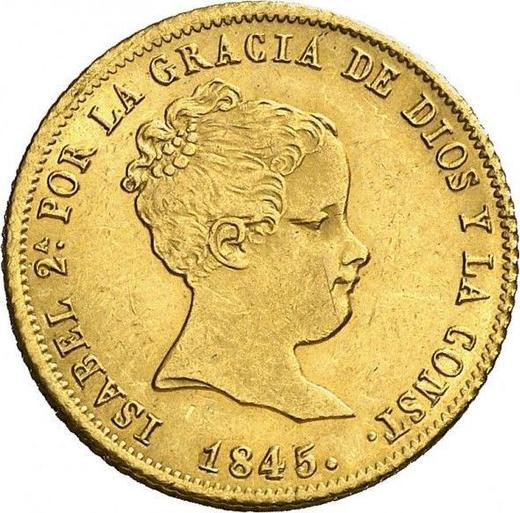Аверс монеты - 80 реалов 1845 года M CL - цена золотой монеты - Испания, Изабелла II