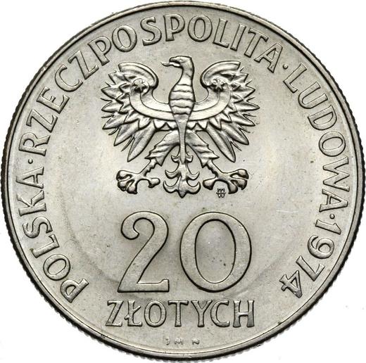 Аверс монеты - 20 злотых 1974 года MW JMN "25 лет Совета Экономической Взаимопомощи" Медно-никель - цена  монеты - Польша, Народная Республика