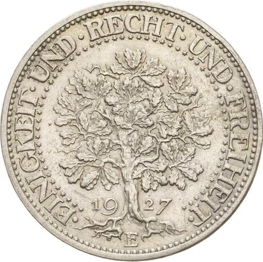 Reverso 5 Reichsmarks 1927 E "Roble" - valor de la moneda de plata - Alemania, República de Weimar