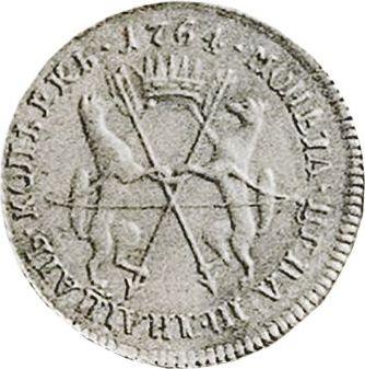 Reverso Pruebas 15 kopeks 1764 "Retrato en el anverso" Reacuñación - valor de la moneda de plata - Rusia, Catalina II