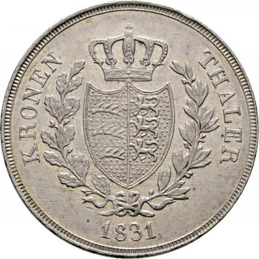 Reverso Tálero 1831 W - valor de la moneda de plata - Wurtemberg, Guillermo I