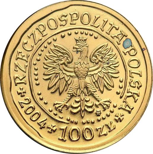 Anverso 100 eslotis 2004 MW NR "Pigargo europeo" - valor de la moneda de oro - Polonia, República moderna