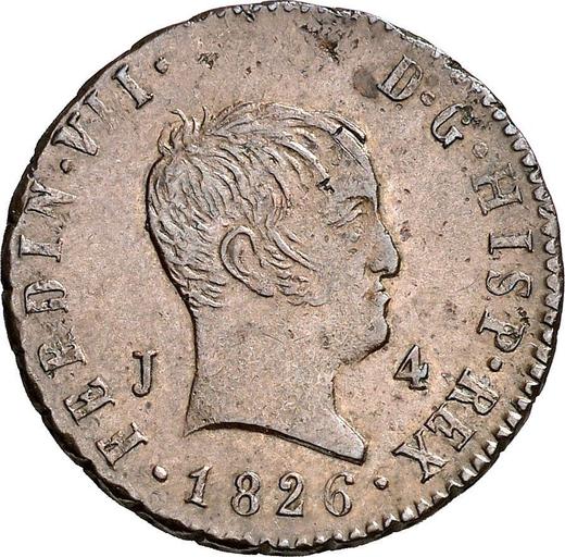 Аверс монеты - 4 мараведи 1826 года J "Тип 1824-1827" - цена  монеты - Испания, Фердинанд VII