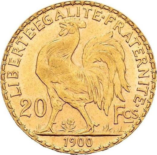 Реверс монеты - 20 франков 1900 года A "Тип 1899-1906" Париж - цена золотой монеты - Франция, Третья республика
