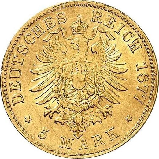 Reverso 5 marcos 1877 G "Baden" - valor de la moneda de oro - Alemania, Imperio alemán