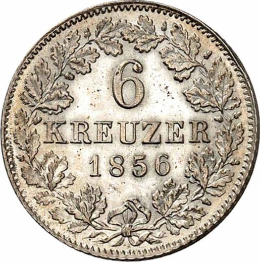 Реверс монеты - 6 крейцеров 1856 года - цена серебряной монеты - Вюртемберг, Вильгельм I