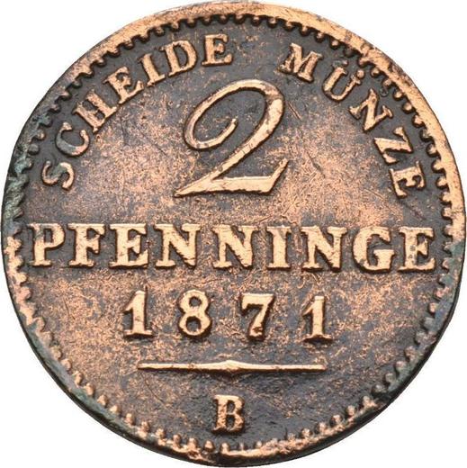 Реверс монеты - 2 пфеннига 1871 года B - цена  монеты - Пруссия, Вильгельм I