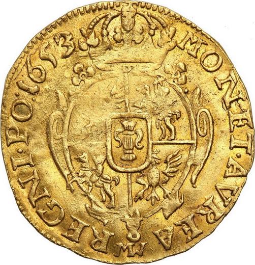 Rewers monety - Dukat 1653 MW "Popiersie w wieńcu" - cena złotej monety - Polska, Jan II Kazimierz