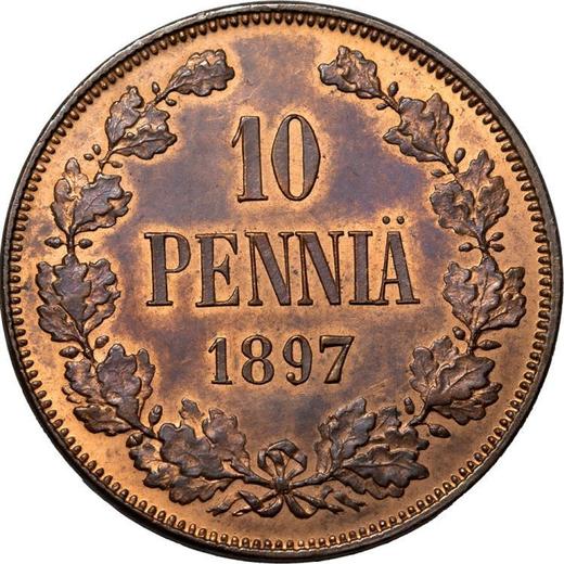 Реверс монеты - 10 пенни 1897 года - цена  монеты - Финляндия, Великое княжество